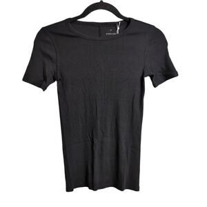 NWT Everlane Black Short Sleeve Ribbed Knit Crew Neck T-Shirt XS